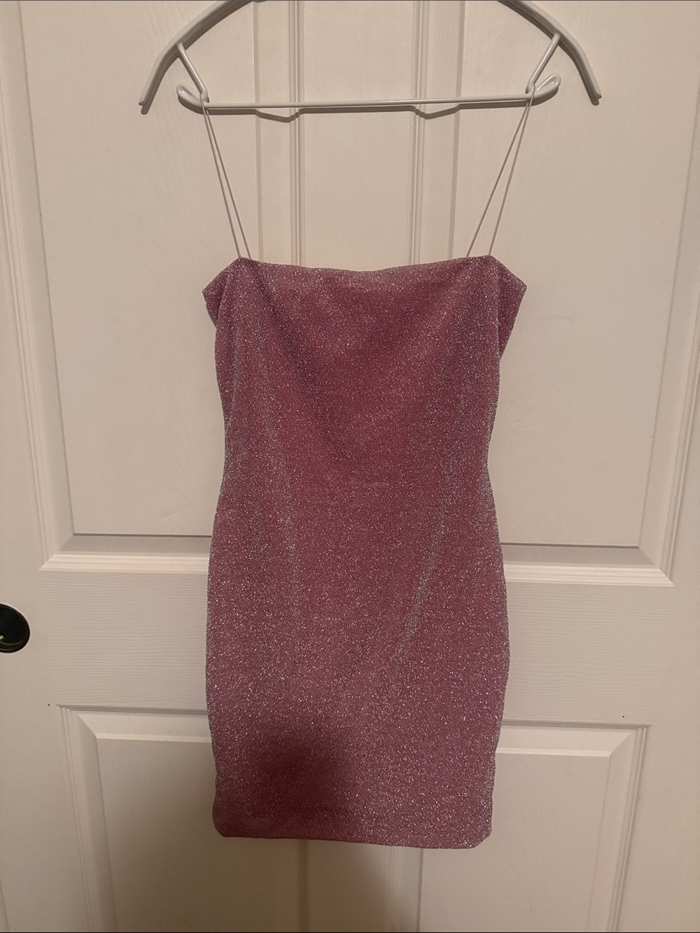 Meshki Sparkle Pink Strapless Mini Dress